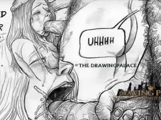 Magnific sex clamă sclav în hardcore Adult al 3-lea joc și desen animat sex